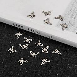 変色しにくい304ステンレススチール製昆虫チャーム蝶ペンダント  ステンレス鋼色  11x9x1mm  穴：1mm&nbsp;X-STAS-J014-19