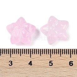 透明スプレーペイントガラスビーズ  ちょう結びに主演  パールピンク  14x15x7mm  穴：1.2mm&nbsp;X1-GLAA-H035-02B