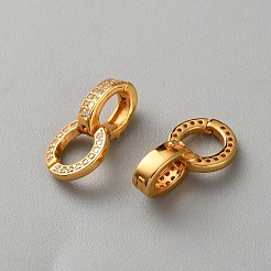 スターリングシルバーのパヴェキュービックジルコニアツイスタークラスプ925個  ゴールドカラー  15x8x6mm  穴：5mm&nbsp;STER-WH0027-07A-G