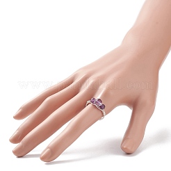 Natural & Synthetic Gemstone Round Beaded Finger Ring&nbsp;RJEW-JR00514