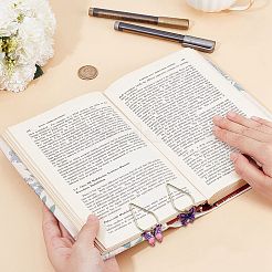 炭素鋼ペーパークリップ6個  合金エナメル バタフライ チャーム付き  ミックスカラー  46mm&nbsp;AJEW-CP00009
