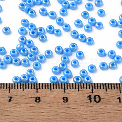8/0 チェコ不透明ガラスシードビーズ  光沢のある  ラウンド  ディープスカイブルー  3x2mm  穴：1mm  約500 G /袋&nbsp;SEED-N004-003A-17