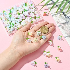 90色のアクリルフラワーペンダント9個  ABカラーメッキ  真鍮平頭ピン付き  ミックスカラー  20mm  穴：2mm  10個/カラー&nbsp;PALLOY-CJ00074