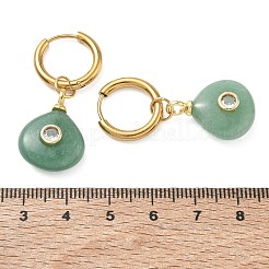 ステンレススチール製、天然石と合成石をミックスしたドロップピアス  ラウンド  ゴールドカラー  ミックスカラー  30~36x10~18mm&nbsp;EJEW-JE07521