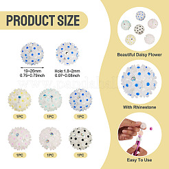 6Pcs 6 Colors Handmade Polymer Clay Rhinestone with Resin Daisy Flower&nbsp;CLAY-TA0001-97