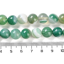 天然石縞瑪瑙/バンデットアゲートビーズ連売り  染め  ラウンド  シーグリーン  10mm  穴：1.2mm  約19個/連  7.60''（19.3センチメートル）&nbsp;G-Z060-A01-C01