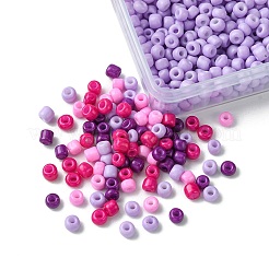 800色ベーキングペイントガラスラウンドシードビーズ4個  パープル  3~3.5mm  穴：2mm  200個/カラー&nbsp;SEED-FS0001-21A