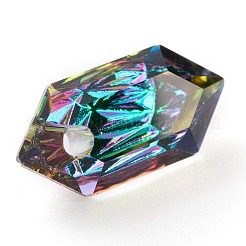 エンボスガラスラインストーンペンダント  双円錐形  多面カット  13x6.5x4mm  穴：1.5mm&nbsp;GLAA-J101-02A-001VO