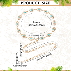 Synthetic Turquoise Oval Link Chain Waist Belts&nbsp;AJEW-WH0314-128G