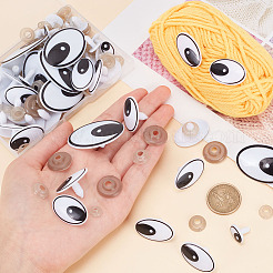 150セット3種類のプラスチック製安全目  ガスケット付き  工芸用  かぎ針編みのおもちゃとぬいぐるみ  オーバル  ブラック  15.5~47x11.5~30.5x14.5~17mm  50セット/スタイル&nbsp;DIY-GO0001-09