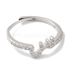 Rack Plating Brass Cubic Zirconia Arabic Letters Adjustable Rings for Women&nbsp;RJEW-S407-10P-07