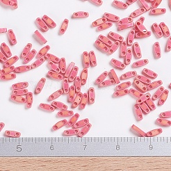 MIYUKIクォーターティラビーズ  日本製シードビーズ  2穴  （qtl408fr）マットな不透明な赤ab  5x1.2x1.9mm  穴：0.7mm&nbsp;SEED-MY05-QTL408FR