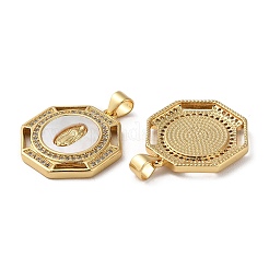 Brass Micro Pave Cubic Zirconia Pendants&nbsp;KK-D057-06G