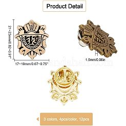 12Pcs 3 Colors Alloy Shield Crown Brooch Pin&nbsp;JEWB-CA0001-17