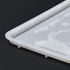ハンドル付きのDIYトレイプレートシリコンモールド  レジン型  クリスマスをテーマにした長方形  ホワイト  200x298x11mm  穴：70x25mm  内径：188mm&nbsp;LS-DIY-I099-61