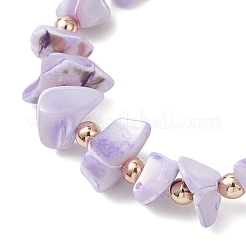 3Pcs 3 Colors Dyed Natural Trochid Shell/Trochus Shell Chip Beaded Stretch Bracelets for Women&nbsp;BJEW-JB13124
