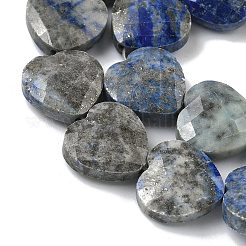 天然石ラピスラズリビーズ連売り  多面カット  ハート  14.5~15x15~15.5x5.5~6mm  穴：1mm  約10個/連  5.51~5.71''（14~14.5センチメートル）&nbsp;G-A309-A07-01