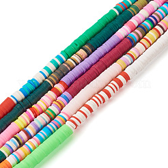6 Strands 6 Colors Handmade Polymer Clay Bead Strands&nbsp;CLAY-TA0001-39