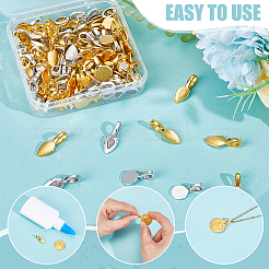 120Pcs 4 Styles Tibetan Style Alloy Glue-on Flat Pad Bails&nbsp;FIND-HY0004-74