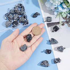 24Pcs Natural Snowflake Obsidian Pendants&nbsp;G-UN0001-16B