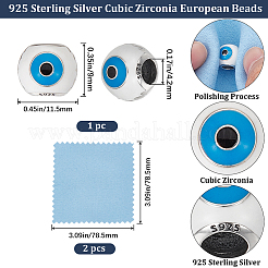 Anti-Tarnish 1Pc Rhodium Plated 925 Sterling Silver European Beads&nbsp;FIND-BBC0002-90