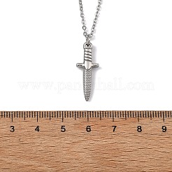 短剣型304ステンレススチール製ペンダントアズキチェーンネックレス（男性用）  変色なし  ステンレス鋼色  17.72インチ（45cm）&nbsp;NJEW-JN06204