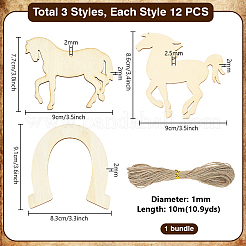DIY Unfinished Blank Wooden Horse/Horseshoe Pendants&nbsp;WOOD-PH0034-17