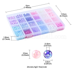 120g 24スタイル 透明&不透明アクリルビーズ  ラウンド  ミックスカラー  6x5mm  穴：1.8mm  5g /スタイル&nbsp;OACR-FS0001-21