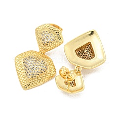 Brass Pave Clear Cubic Zirconia Dangle Stud Earrings&nbsp;EJEW-M258-28G