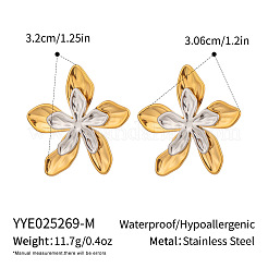 304 Stainless Steel Two Tone Flower Stud Earrings&nbsp;LA9010-2