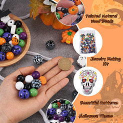 17 Style Painted Natural Wood Beads&nbsp;WOOD-KS0001-17