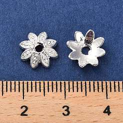 長持ちするメッキ合金ビーズキャップ  花びら8枚  銀  9x3mm  穴：1.2mm&nbsp;PALLOY-A006-20S