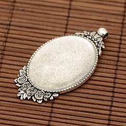 Tibetan Style Alloy Pendant Cabochon Settings&nbsp;DIY-X0228-AS