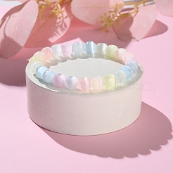 Dyed Natural Selenite Round Beaded Stretch Bracelets for Women&nbsp;BJEW-G731-01B