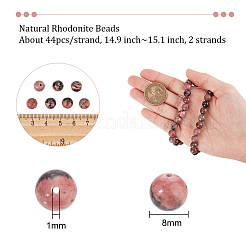 2 Strands Natural Rhodonite Beads Strands&nbsp;G-NB0004-83B