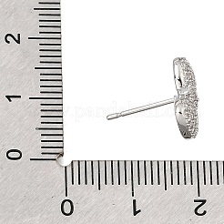 真鍮製マイクロパヴェキュービックジルコニアスタッドピアス金具（ループ付き）  蝶結び  プラチナ  9x13mm  穴：1.6mm  ピン：0.7mm&nbsp;LS-CU-CBA1682-01P
