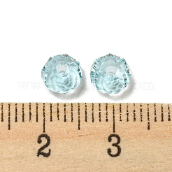 K9ガラス  模造オーストリアのクリスタル  ファセット透明ガラスビーズ  ロンデル  シアン  6x4mm  穴：0.7~1mm&nbsp;GLAA-D003-01B-03