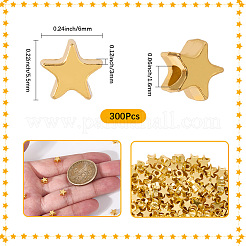 300個の合金ビーズ  スター  ゴールドカラー  6x5.5x3mm  穴：1.6mm&nbsp;FIND-SP0003-84