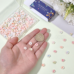 240色の花の樹脂カボション8個  ネイルアートの装飾の付属品  ミックスカラー  9x9x4mm  穴：1.4mm  30個/カラー&nbsp;MRMJ-SC0001-56