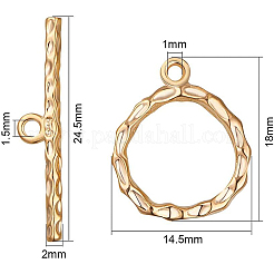 真鍮製マンテル  長持ちメッキ  リング  18KGP本金メッキ  リング：18x15x2mm  穴：1mmと11mm  バー：24.5x5x2mm  穴：1.5mm.&nbsp;KK-BC0004-05G