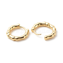女性のための真鍮の竹の形のフープピアス  カドミウムフリー＆鉛フリー  ゴールドカラー  13.5x15.5x2.6mm  ピン：1mm&nbsp;EJEW-G306-04G