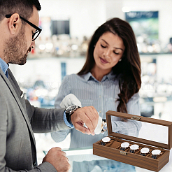 6-Slot Wood Watch Storage Boxes&nbsp;OBOX-WH0001-14