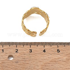 304ステンレススチール製パヴェキュービックジルコニアカフオープンリング  オーバル  18KGP本金メッキ  13mm  usサイズ7 1/4(17.5mm)&nbsp;CU-CBA46D5-05G