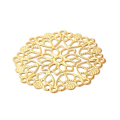 アイアン製フィリグリー透かしコネクター  エッチングされた金属装飾  花  ゴールドカラー  50x50x0.5mm  穴：1.8mm&nbsp;FIND-B020-07G