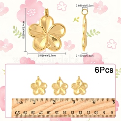 304ステンレススチールペンダント6個  イオンプレーティング（ip）  花のチャーム  14KGP本金メッキ  24x21x4mm  穴：2mm&nbsp;STAS-YW0003-27