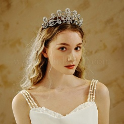 ハロウィーンの頭蓋骨の王冠  パーティー用合金クリスタルラインストーンヘアアクセサリー  プラチナ  155x155x65mm&nbsp;PW-WGF76AB-01