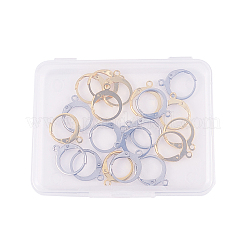 304ステンレススチールフレンチフックピアス金具  カン付き  プラチナ·ゴールデン  14.5x12.5x2mm  穴：1.2mm  10個/カラー  2色  20個/箱&nbsp;STAS-CJ0001-50