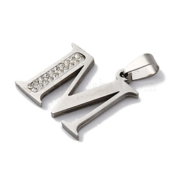 ステンレスペンダント201個  ラインストーン付き  文字L  文字m  25x27x2mm  穴：6x3mm&nbsp;STAS-Q342-53P-M