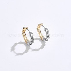真鍮製キュービックジルコニアフープピアス  透明  プラチナ·ゴールデン  18mm&nbsp;EJEW-BB70426