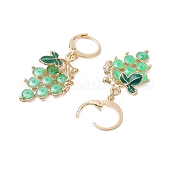 グレープ合金エナメルフレンチフックピアス  ゴールドカラー  アクアマリン  43x18mm&nbsp;EJEW-JE06188